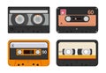 Set of retro audio cassettes. Vector cassettes, isolated on white background Royalty Free Stock Photo