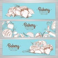 Set of retro bakery banners. Bakery products