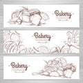 Set of retro bakery banners. Bakery products