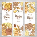 Set of retro bakery banners. Bakery products