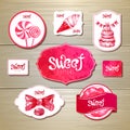 Set of retro bakery labels, ribbons and cards for design