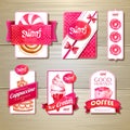 Set of retro bakery labels, ribbons and cards for design
