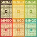 Set of retro bingo or lottery cards for game