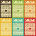 Set of retro bingo or lottery cards for game