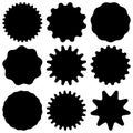 Set of retro blank starburst, sunburst badges. Vector illustration.