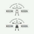 Set of retro boxing and martial arts logo badges and labels