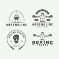 Set of retro boxing and martial arts logo badges and labels