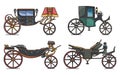 Set of retro cab or carriage, medieval chariot Royalty Free Stock Photo