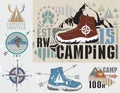 Set of retro camping and outdoor activity logos.