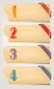 Set of retro cardboard paper banners with color ri