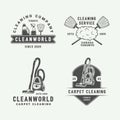 Set of retro cleaning logo badges, emblems and labels