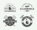 Set of retro cleaning logo badges, emblems and labels