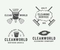 Set of retro cleaning logo badges, emblems and labels