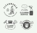 Set of retro cleaning logo badges, emblems and labels