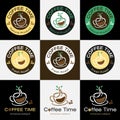 Set of retro coffee badge label logo design