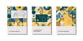 Set of retro covers with geometric pattern in Bauhaus style. Bright trendy collection of vintage backgrounds. Abstract