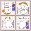 Set of retro Easter brunch vector cards