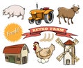 Set of Retro Farm vector icons Royalty Free Stock Photo