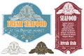 Set of retro fish market labels