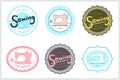 Set of retro garment sewing machine identity badge sticker label