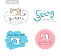 Set of retro garment sewing machine identity badge