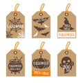 Set of Retro Halloween Gift Tags Cardboard Texture