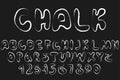 Set of retro hand drawn alphabet letters drawing with white chalk on black chalkboard Simple vector illustration Royalty Free Stock Photo