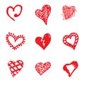 Set Of Retro Hand-drawn Icon For Valentines And Wedding Day