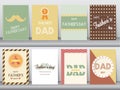 Set of retro Happy Father`s Day card ,poster,template,greeting cards,cute,vintage,logo,Vector illustrations