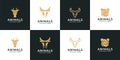 Set of retro hipster silhouette animal logo Royalty Free Stock Photo