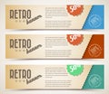 Set of retro horizontal banners Royalty Free Stock Photo