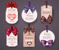 Set Retro Labels with Bows Royalty Free Stock Photo