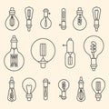 Set of retro linear electric bulbs illustration