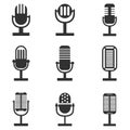 Set of retro microphone icons. Design element for logo, label, sign, emblem. Royalty Free Stock Photo