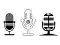 Set of retro microphones. Logo, icon, symbol. Flat vector illustration. Royalty Free Stock Photo