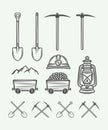 Set of retro mining or construction design elements