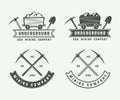 Set of retro mining or construction logo badges and labels