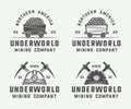 Set of retro mining or construction logos, badges, emblems