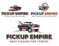 Set of retro pickup trucks logos, emblems and icons. Royalty Free Stock Photo