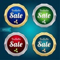 Set of retro promotion discount sale and guarantee tag banner