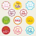 Set of retro promotion discount sale and guarantee tag banner Royalty Free Stock Photo