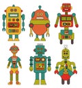 Set of Retro Robots Cartoons