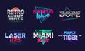 Set of Retro 80s logos. Retrowave, Synthwave logo.