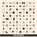Set of retro shape or isolated vector icon. 100
