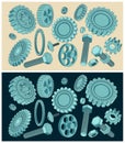 Set of retro sketches of various gears