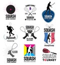 Set of retro squash logos, emblems and design elements. Royalty Free Stock Photo