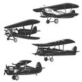 Set of the retro style planes isolated on white background. Desi