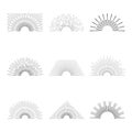 Set of Retro Sun burst shapes for vintage design. Collection of vector frames Royalty Free Stock Photo