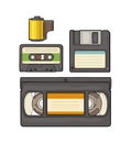 Set retro technology object. Vintage vector black engraving illustration Royalty Free Stock Photo