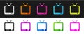 Set Retro tv icon isolated on black and white background. Television sign. Vector Illustration Royalty Free Stock Photo